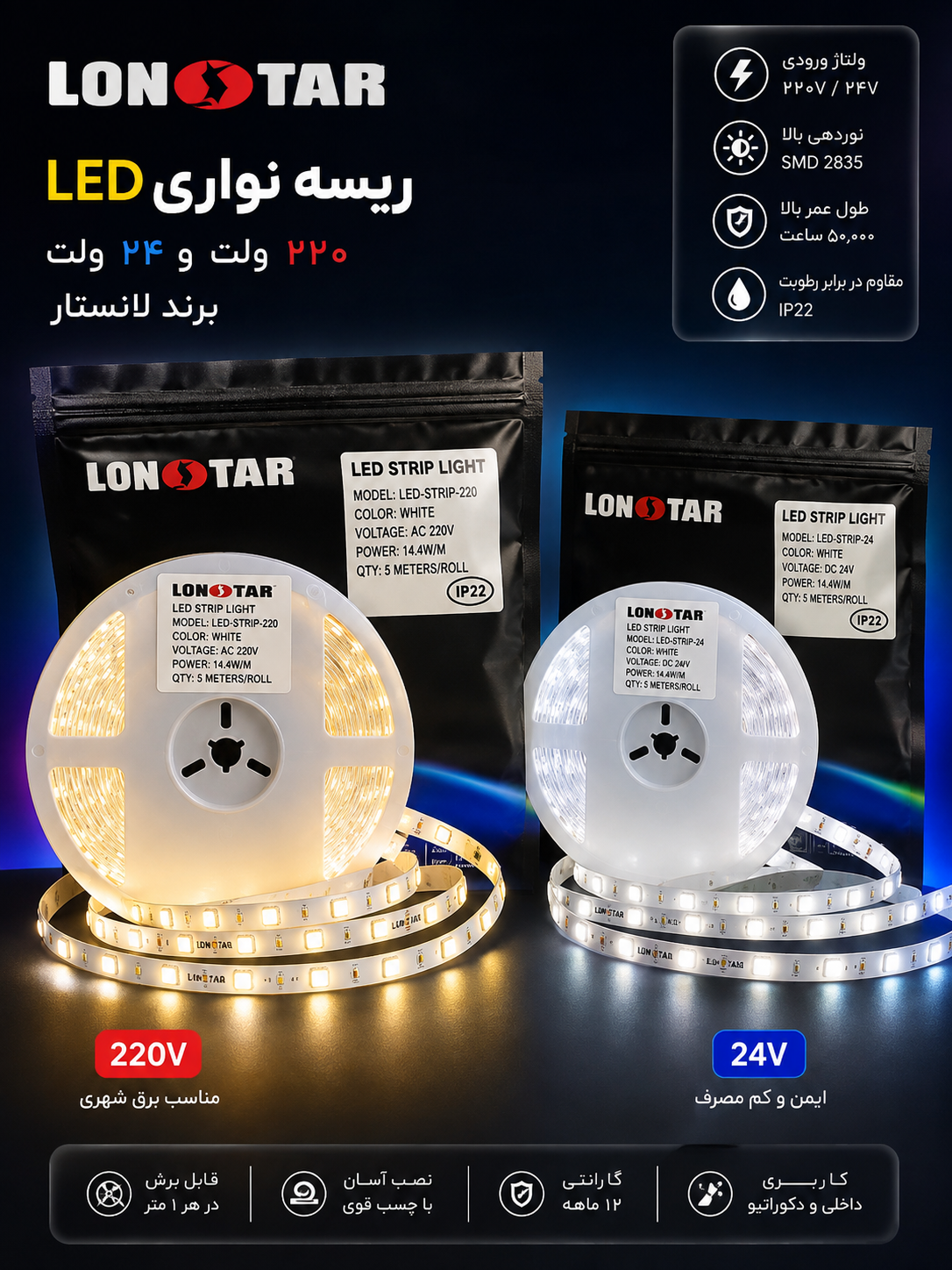 ریسه ال ای دی نواری تراکم ۱۲۰